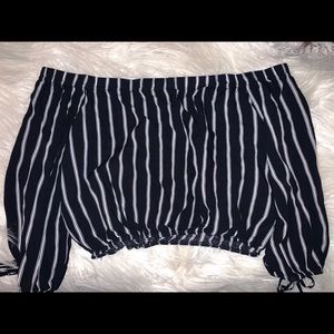 Striped Off the shoulder crop top